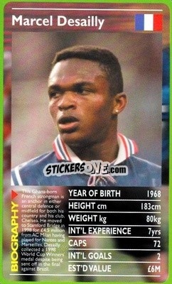 Sticker Marcel Desailly - European Football Stars 2000 n. 11 - Top Trumps