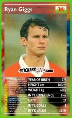 Sticker Ryan Giggs - European Football Stars 2000 n. 31 - Top Trumps