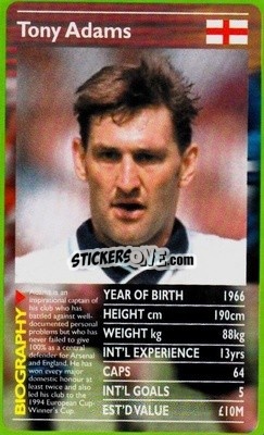 Sticker Tony Adams - European Football Stars 2000 n. 3 - Top Trumps