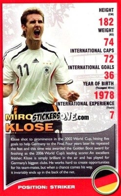 Cromo Miroslav Klose - European Football Stars 2008 - Top Trumps