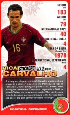 Sticker Ricardo Carvalho - European Football Stars 2008 - Top Trumps