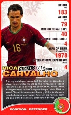 Sticker Ricardo Carvalho - European Football Stars 2008 n. 23 - Top Trumps