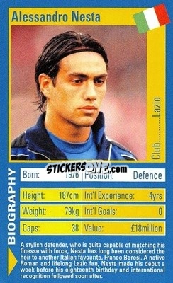 Sticker Alessandro Nesta - World Football Stars 2002 n. 18 - Top Trumps