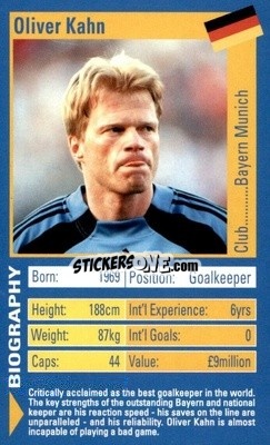 Sticker Oliver Kahn - World Football Stars 2002 n. 13 - Top Trumps