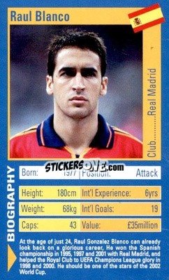 Sticker Raul Blanco - World Football Stars 2002 n. 21 - Top Trumps