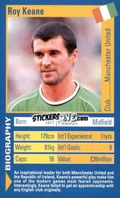 Sticker Roy Keane - World Football Stars 2002 n. 15 - Top Trumps