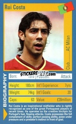 Sticker Rui Costa - World Football Stars 2002 n. 24 - Top Trumps