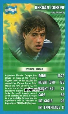 Sticker Hernan Crespo - World Football Stars 2006 n. 8 - Top Trumps