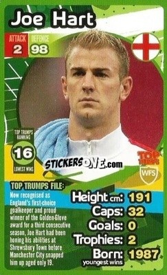 Sticker Joe Hart - World Football Stars 2013-2014 n. 16 - Top Trumps