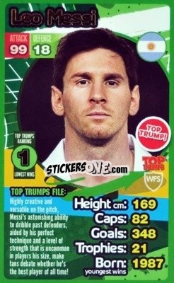 Cromo Lionel Messi - World Football Stars 2013-2014 - Top Trumps