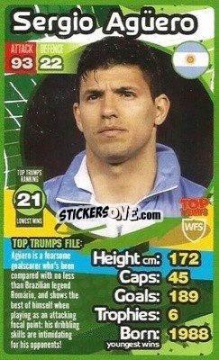 Sticker Sergio Aguero - World Football Stars 2013-2014 n. 21 - Top Trumps