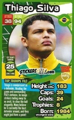 Cromo Thiago Silva - World Football Stars 2013-2014 - Top Trumps