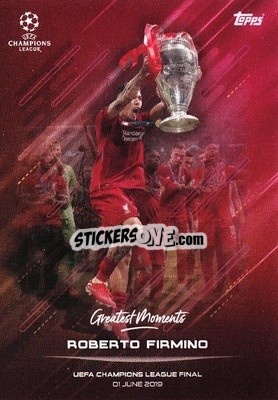 Sticker Roberto Firmino 01.06.2019 - O Jogo Bonito 2021 - Topps