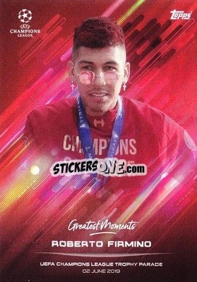 Sticker Roberto Firmino 02.06.2019 - O Jogo Bonito 2021 - Topps