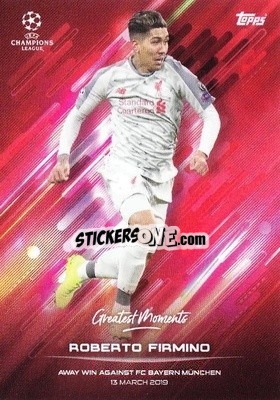 Sticker Roberto Firmino 13.03.2019 - O Jogo Bonito 2021 n. 6 - Topps