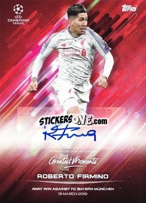 Sticker Roberto Firmino 13.03.2019 - O Jogo Bonito 2021 n. 3AU - Topps
