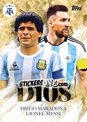 Sticker Diego Maradona & Lionel Messi - World Champions Argentina - Topps