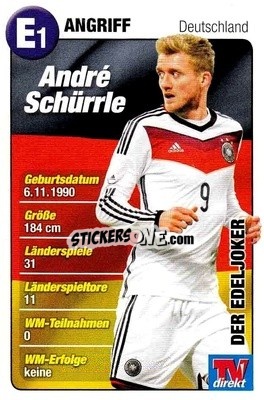 Sticker André Schürrle - Fußball-WM 2014 n. E1 - TV DIREKT
