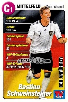 Sticker Bastian Schweinsteiger - Fußball-WM 2014 n. C1 - TV DIREKT
