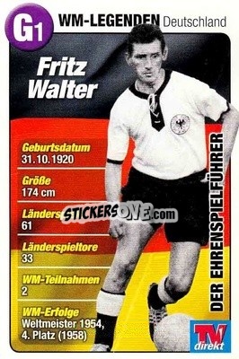 Sticker Fritz Walter - Fußball-WM 2014 n. G1 - TV DIREKT
