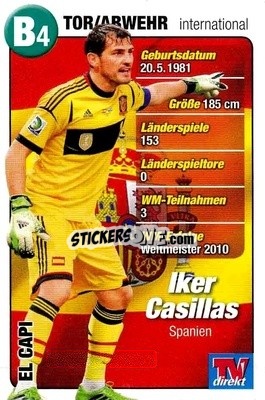 Sticker Iker Casillas - Fußball-WM 2014 n. B4 - TV DIREKT
