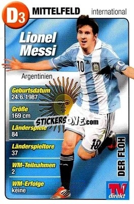 Sticker Lionel Messi - Fußball-WM 2014 n. D3 - TV DIREKT
