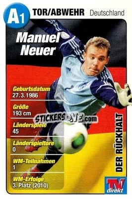 Sticker Manuel Neuer - Fußball-WM 2014 n. A1 - TV DIREKT
