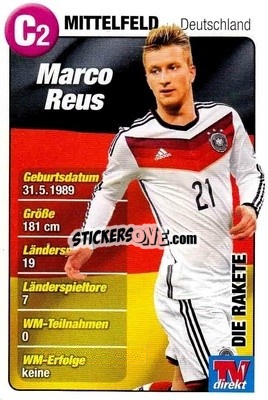Sticker Marco Reus - Fußball-WM 2014 n. C2 - TV DIREKT
