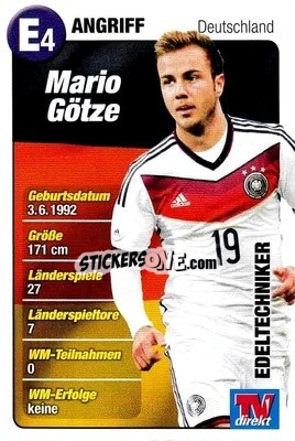 Sticker Mario Götze - Fußball-WM 2014 n. E4 - TV DIREKT
