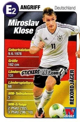 Sticker Miroslav Klose - Fußball-WM 2014 n. E2 - TV DIREKT
