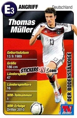 Sticker Thomas Müller - Fußball-WM 2014 n. E3 - TV DIREKT
