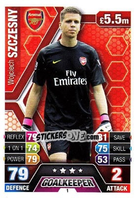 Sticker Wojciech Szczesny - English Premier League 2013-2014. Match Attax n. 1 - Topps