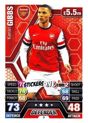 Sticker Kieran Gibbs - English Premier League 2013-2014. Match Attax - Topps