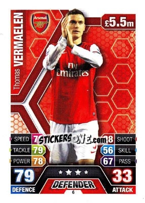Sticker Thomas Vermaelen - English Premier League 2013-2014. Match Attax - Topps