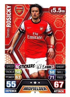 Sticker Tomas Rosicky - English Premier League 2013-2014. Match Attax n. 9 - Topps
