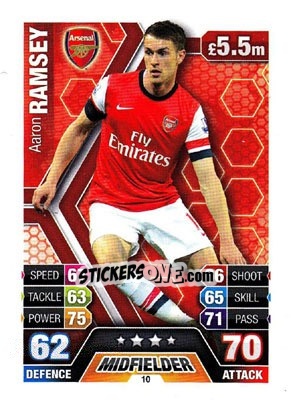 Sticker Aaron Ramsey - English Premier League 2013-2014. Match Attax n. 10 - Topps