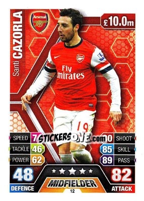 Sticker Santi Cazorla - English Premier League 2013-2014. Match Attax n. 12 - Topps
