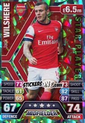 Sticker Jack Wilshere - English Premier League 2013-2014. Match Attax n. 13 - Topps
