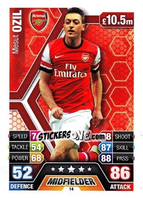 Sticker Mesut Ozil - English Premier League 2013-2014. Match Attax - Topps