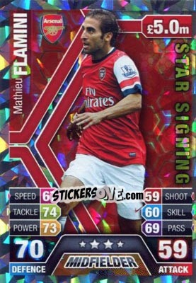 Sticker Mathieu Flamini - English Premier League 2013-2014. Match Attax n. 18 - Topps
