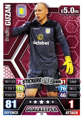 Sticker Bradley Guzan - English Premier League 2013-2014. Match Attax n. 19 - Topps