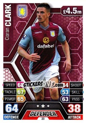 Sticker Ciaran Clark - English Premier League 2013-2014. Match Attax n. 20 - Topps