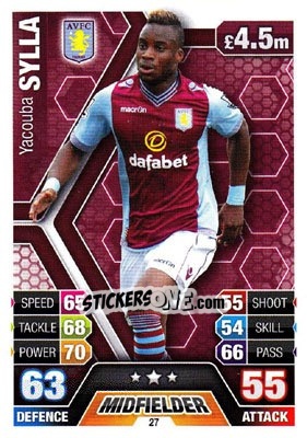 Sticker Yacouba Sylla - English Premier League 2013-2014. Match Attax n. 27 - Topps