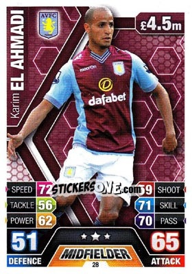 Sticker Karim El Ahmadi - English Premier League 2013-2014. Match Attax n. 28 - Topps