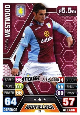 Sticker Ashley Westwood - English Premier League 2013-2014. Match Attax n. 29 - Topps