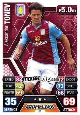 Sticker Aleksandar Tonev - English Premier League 2013-2014. Match Attax n. 30 - Topps