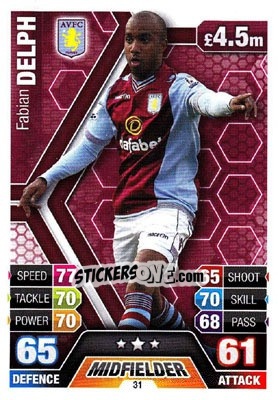 Sticker Fabian Delph - English Premier League 2013-2014. Match Attax n. 31 - Topps