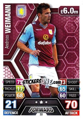 Sticker Andreas Weimann - English Premier League 2013-2014. Match Attax n. 33 - Topps