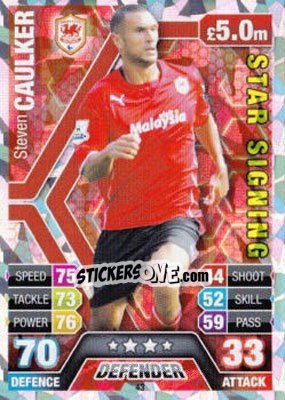 Sticker Steven Caulker - English Premier League 2013-2014. Match Attax n. 43 - Topps