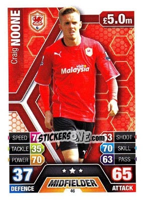 Sticker Craig Noone - English Premier League 2013-2014. Match Attax n. 46 - Topps